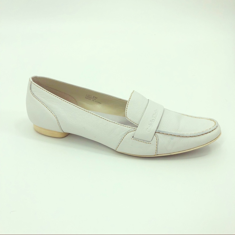 Calvin Klein White Lucy Loafers Size 8